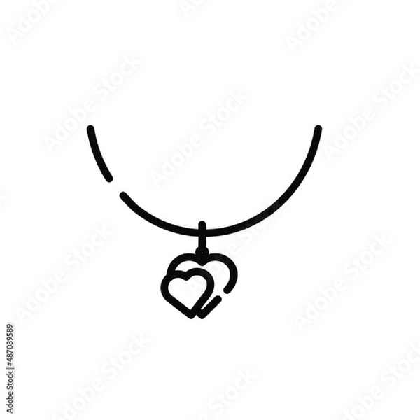 Fototapeta Single line icon, vector illustration. Image of a pendant in the form of two hearts on a chain.. Suitable for social networks, websites, packaging and designs.
