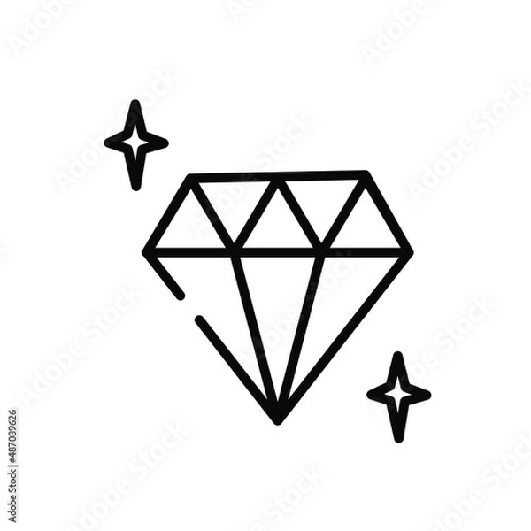 Fototapeta Single line icon, vector illustration. Image of a diamond and stars. Suitable for websites and social networks. Suitable for beauty professionals. 