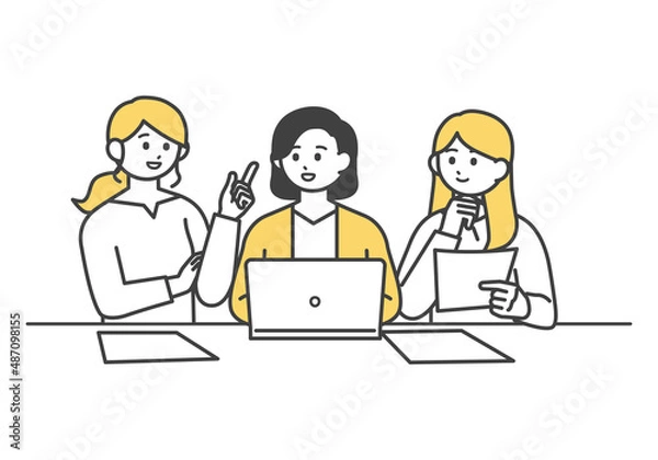 Obraz ミーティングをしている女性社員のイメージイラスト素材