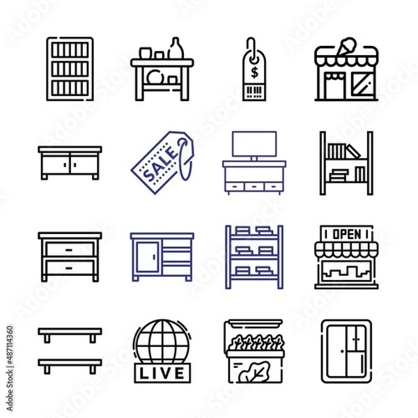 Fototapeta shelf Icon Set with line icons. Modern Thin Line Style. Suitable for Web and Mobile Icon. Vector illustration EPS 10.