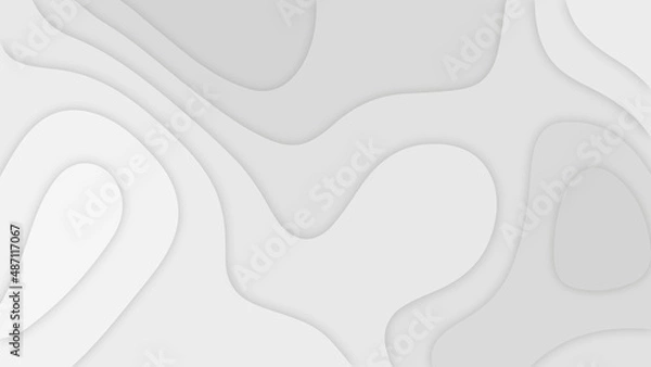 Fototapeta Grey corporate minimal material waves abstract background. Papercut vector design