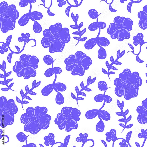 Obraz Seamless pattern with lilac and purple flowers