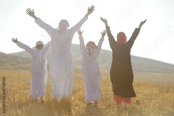 Fototapeta Arabic family in nature , high quality photo 