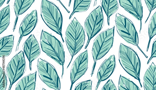 Fototapeta Leaves Pattern. Endless Background. Seamless
