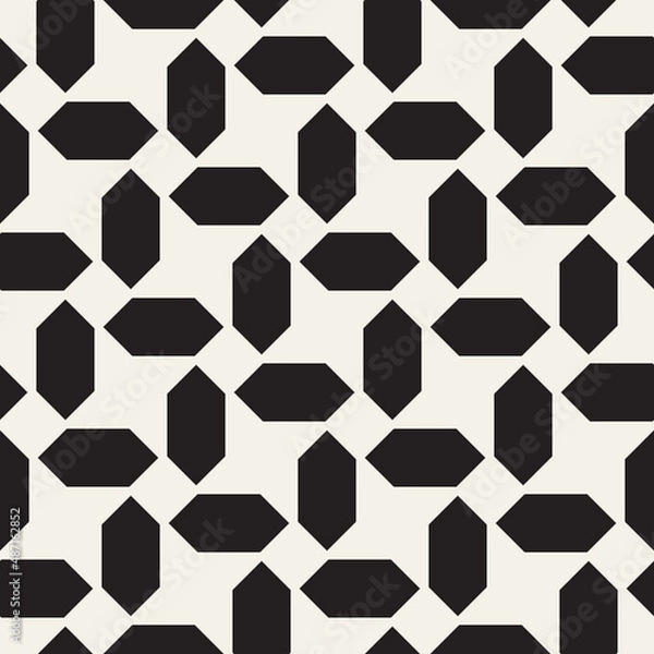 Fototapeta Vector seamless pattern. Repeating geometric elements. Stylish monochrome background design.