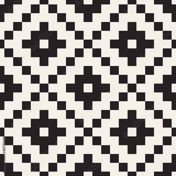 Obraz Vector seamless pattern. Repeating geometric abstract elements. Stylish monochrome background design.