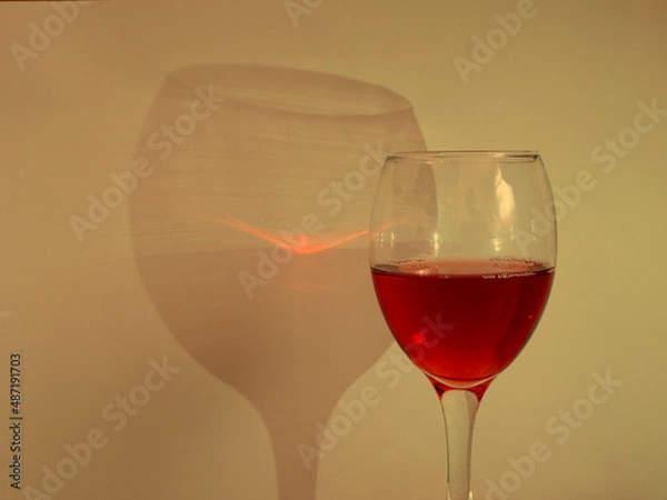 Obraz Glass of red wine with shadow