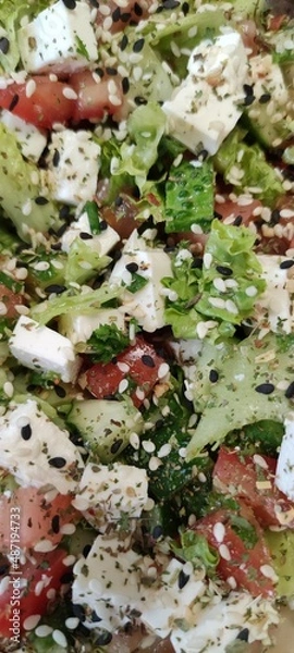 Obraz A simple cucumber and tomato salad.