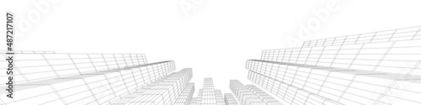 Obraz Abstract architectural background. Linear 3D illustration. Concept sketch. Vector