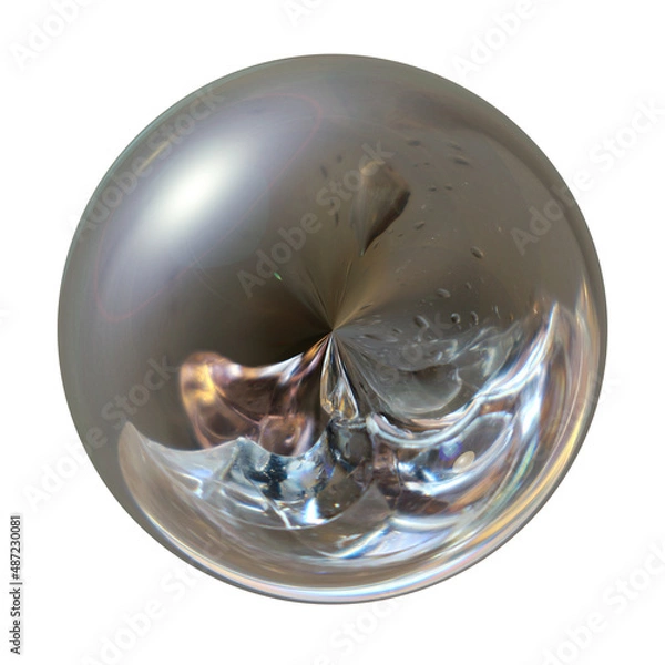 Fototapeta 3d graphics. Wet metal chrome ball isolated on white background