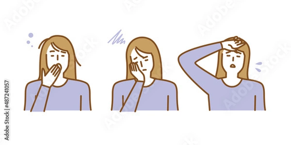 Obraz 眠気や疲れを感じ気分が落ち込んで元気がない女性