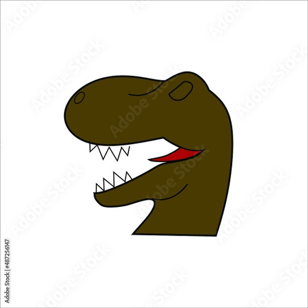 Obraz cute dark green dinosaur face