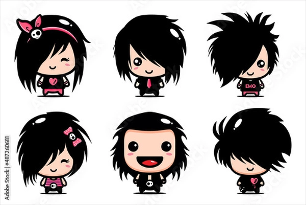 Fototapeta Cute emo vector character design