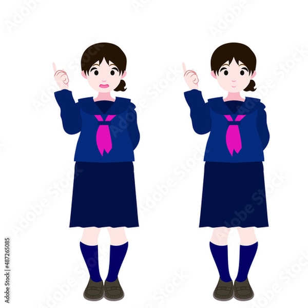 Fototapeta 指摘するセーラー服の女学生
