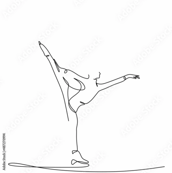 Fototapeta continuous drawing of winter skates on ice close-up