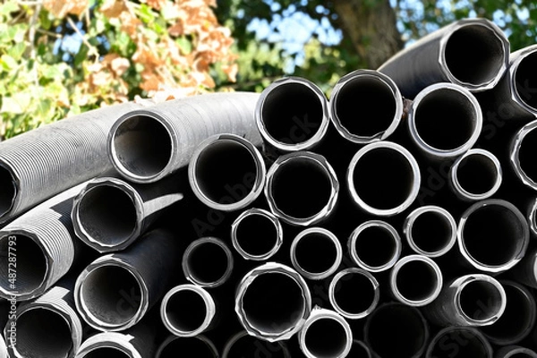 Fototapeta Stacked PVC pipe