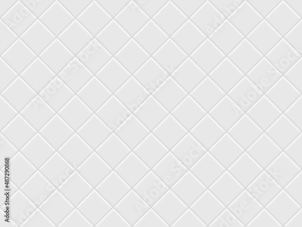 Fototapeta Square tiles seamless pattern. White ceramic tile background.