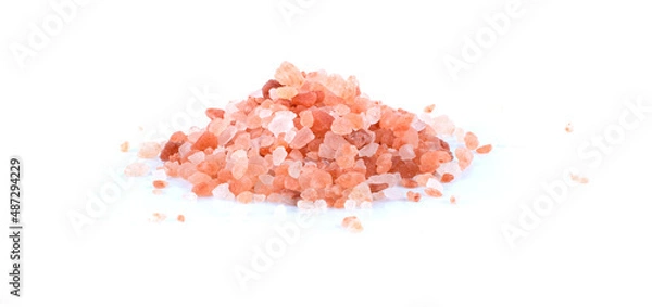 Fototapeta Himalayan pink salt isolated on white background.
