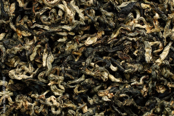 Obraz Green leaf tea close up