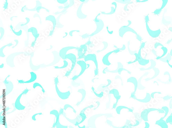 Fototapeta 青い羽根の壁紙（シームレス）