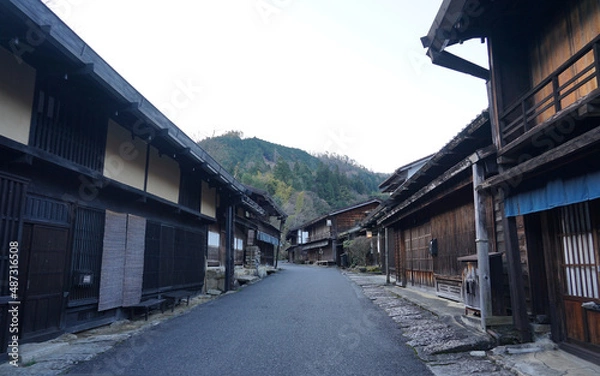 Fototapeta 中山道 妻籠宿の美しい町並み（長野県南木曽町）