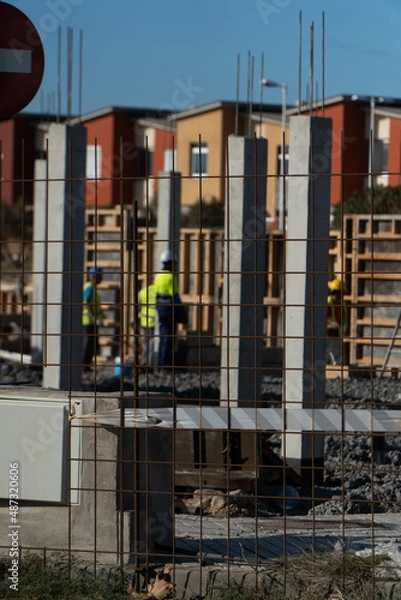 Fototapeta construction site with workers