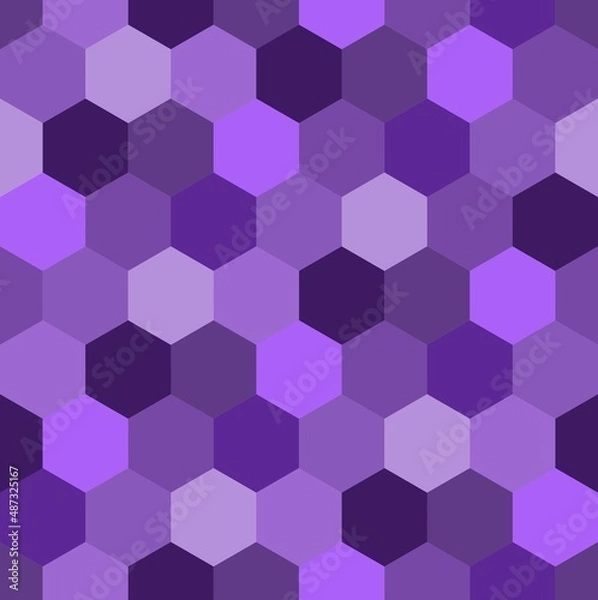 Fototapeta Beautiful abstract seamless pattern of hexagons in different shades of violet. Vector design.