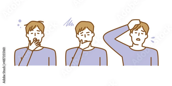 Obraz 眠気や疲れを感じ気分が落ち込んで元気がない男性