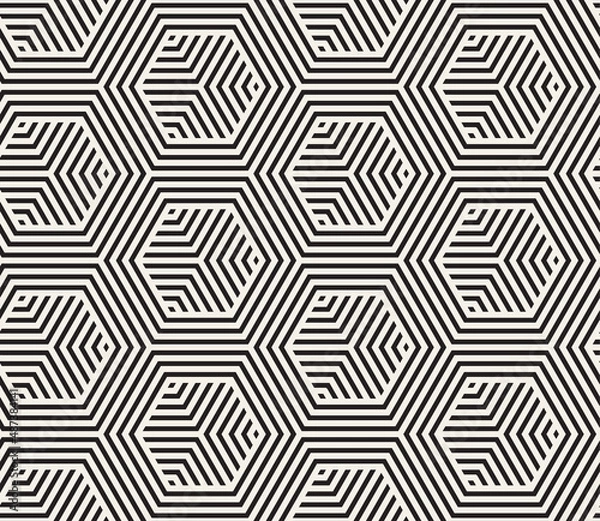 Fototapeta Vector seamless pattern. Repeating abstract geometric elements. Stylish monochrome background design.