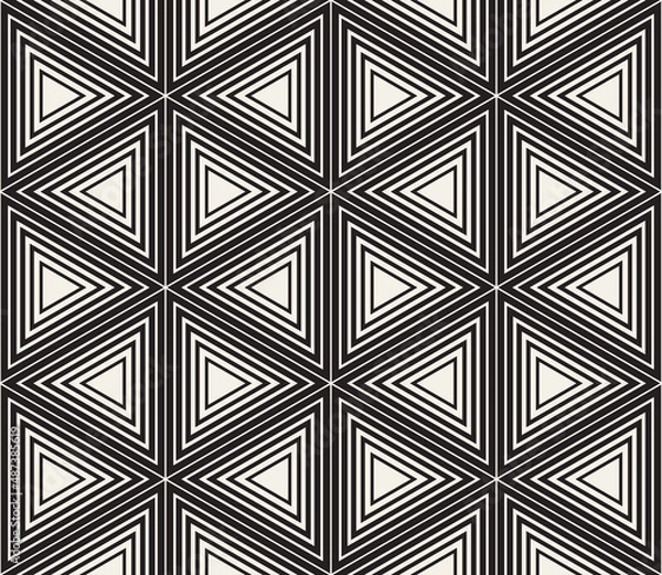 Fototapeta Vector seamless pattern. Repeating abstract geometric elements. Stylish monochrome background design.