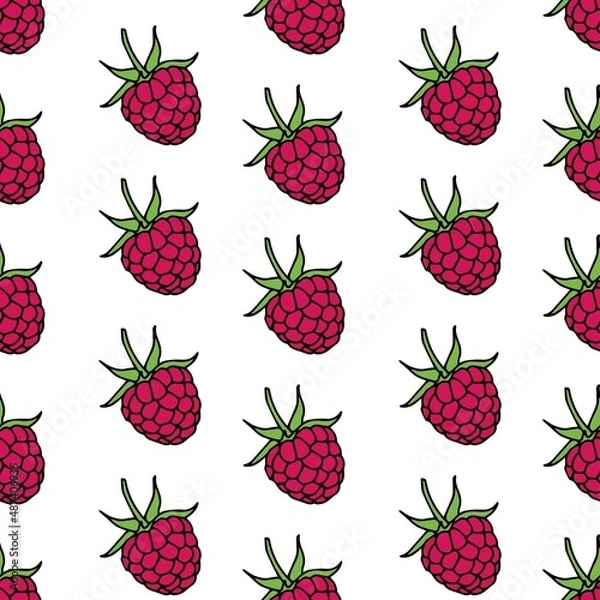 Fototapeta raspberries seamless pattern. Vector illustration
