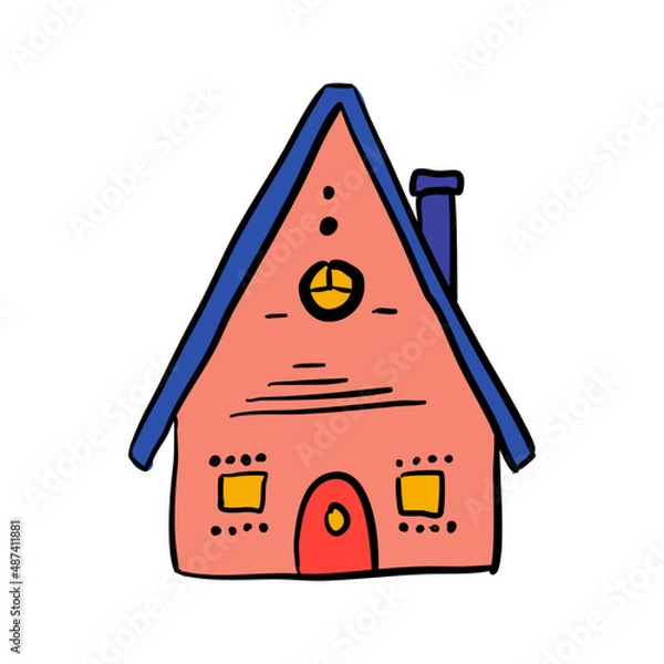 Fototapeta Vector illustration, house, doodle style, isolated on a white background.