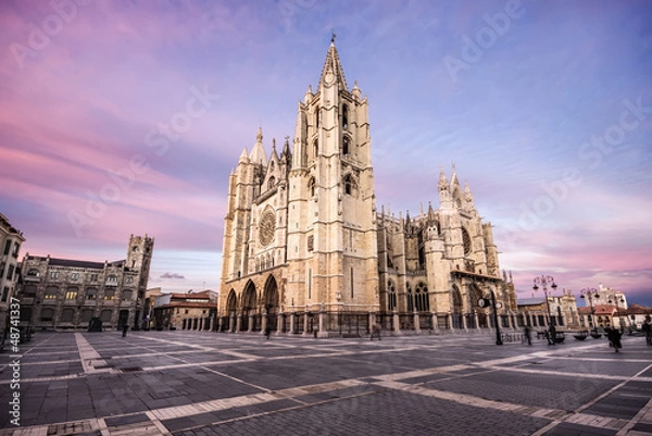 Fototapeta Gothic cathedral of Leon, Castilla Leon, Spain