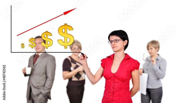 Fototapeta man drawing dollar chart