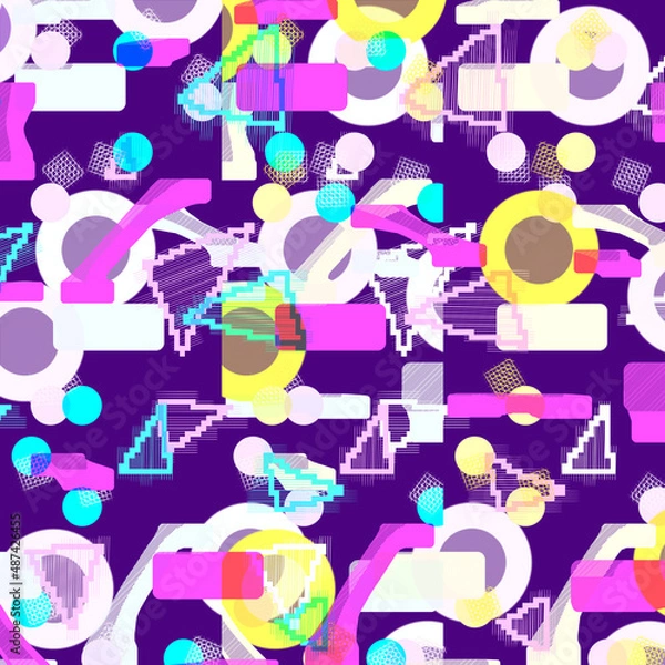 Fototapeta Abstract illustration for design. Geometric shapes on a lilac background.