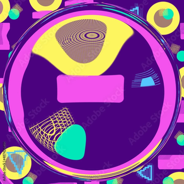 Fototapeta Abstract illustration for design. Geometric shapes on a lilac background.