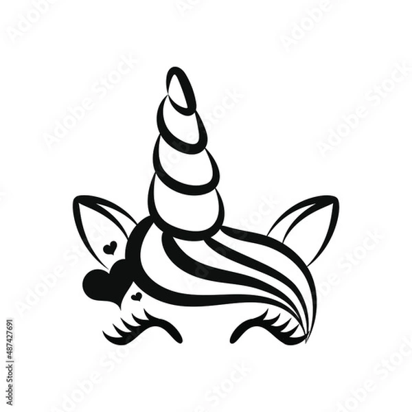 Fototapeta Kids sticker for plotter cutting. Unicorn Sublimation icon. Summer element.  