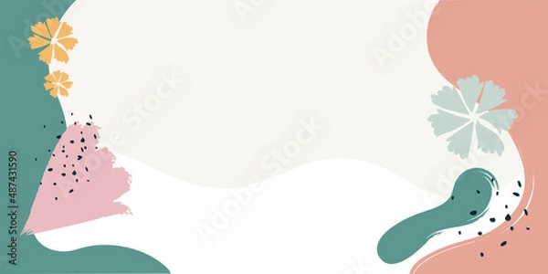 Fototapeta Trendy abstract square art templates with floral and geometric elements. Suitable for social media posts, mobile apps, banners design and web/internet ads. Vector fashion backgrounds.