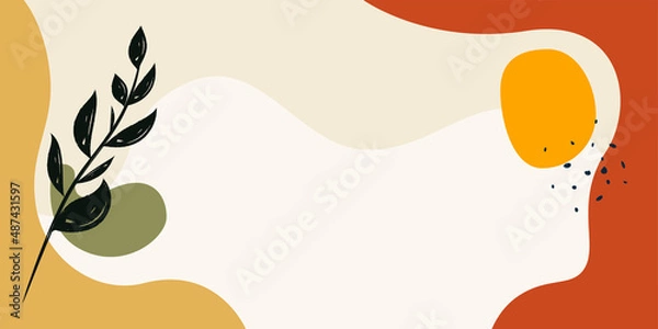 Fototapeta Trendy abstract square art templates with floral and geometric elements. Suitable for social media posts, mobile apps, banners design and web/internet ads. Vector fashion backgrounds.