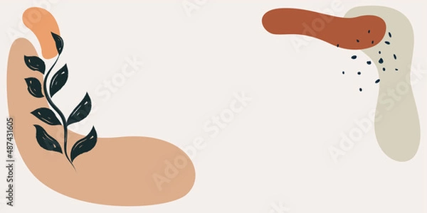 Fototapeta Trendy abstract square art templates with floral and geometric elements. Suitable for social media posts, mobile apps, banners design and web/internet ads. Vector fashion backgrounds.