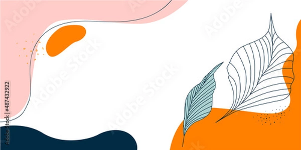 Fototapeta Trendy abstract square art templates with floral and geometric elements. Suitable for social media posts, mobile apps, banners design and web/internet ads. Vector fashion backgrounds.