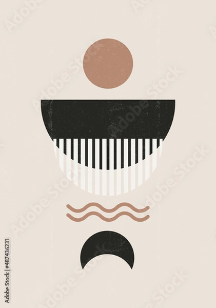 Fototapeta Sun  moon print boho minimalist printable wall art