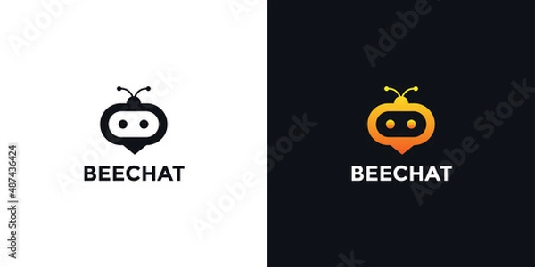 Obraz Bee chat logo with bee character for message logo