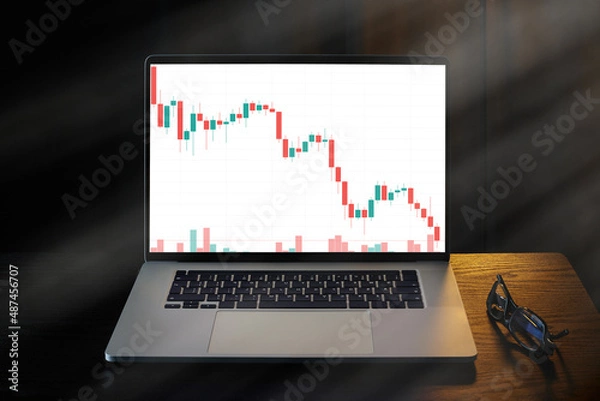 Obraz Stock Market Crash, drop in stock prices. Falling trading charts. Business and finance, investment in stock market.