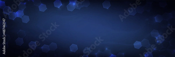 Fototapeta Futuristic background. Hexagon pattern. Tech shape. Chemistry banner template. Organic formula style. Corporate presentation backdrop. Stock vector illustration