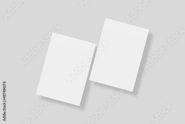 Fototapeta Floating blank paper for mockup. 3D Render.