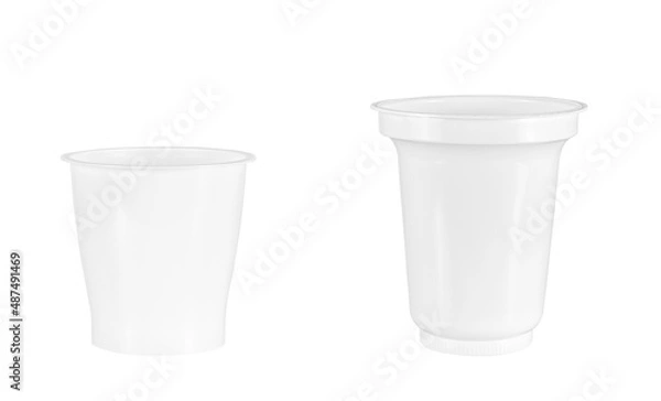 Fototapeta White Empty Disposable Plastic Cup. File With Clipping Path.