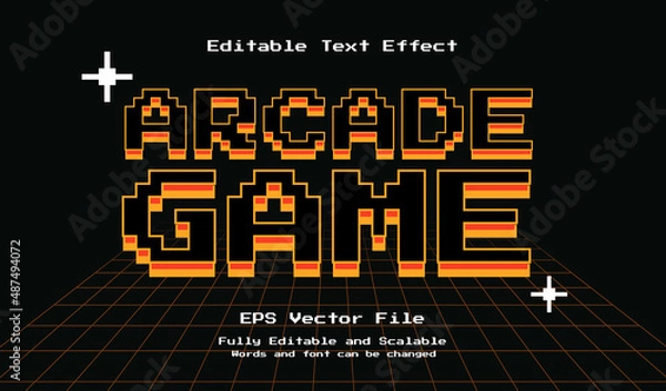 Fototapeta Arcade Game 3D game pixel editable text effect