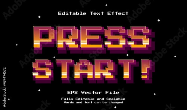 Obraz Press Start 3D game pixel editable text effect