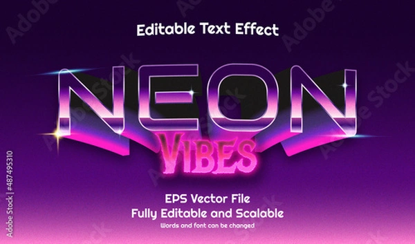 Obraz Neon Vibes 3D 80s editable text effect